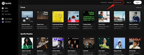 touch download option on spotify web page