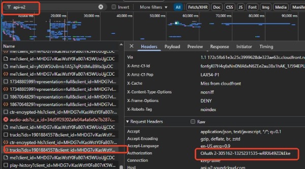 download soundcloud oauth string from browser