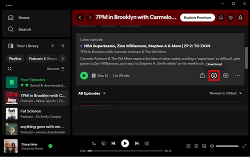 download spotify episodes on spotify desktop app