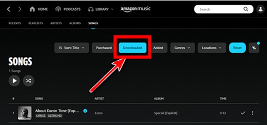 where is downloaded in my amazon music library