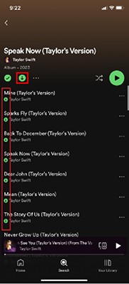 downloaded music on spotify on mobile