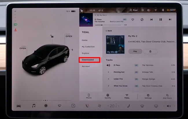 downloaded tidal music on tesla