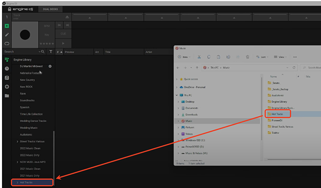 drag spotify music to denon dj