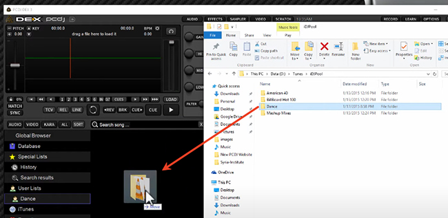 drag spotify music to pcdj dex