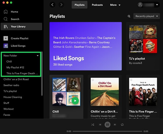 drag all spotify playlists to new folder