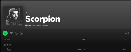 drake scorpion album on spotify