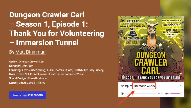 dungeon crawler carl on soundbooth