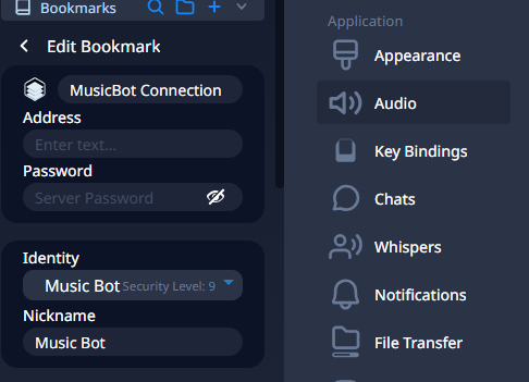 edit bookmark for music bot in teamspeak