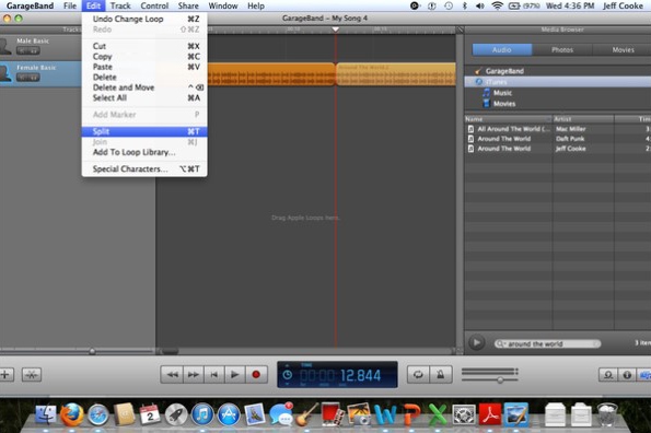 edit apple music songs on garageband