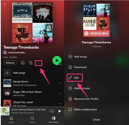 edit spotify playlist on mobile