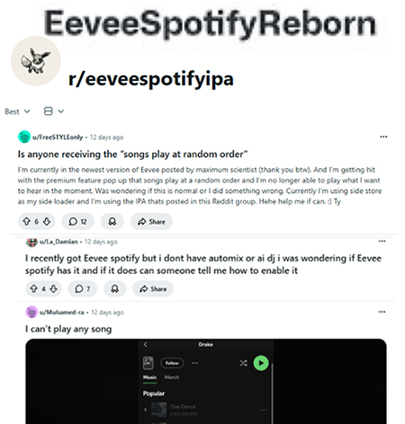 eevee spotify not working on reddit