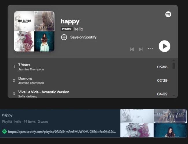 embeded spotify bookmark in notion