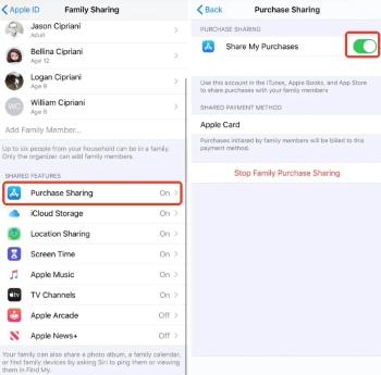 enable purchase sharing for apple tv ios