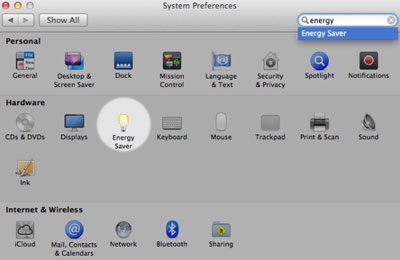 go to energy saver on mac