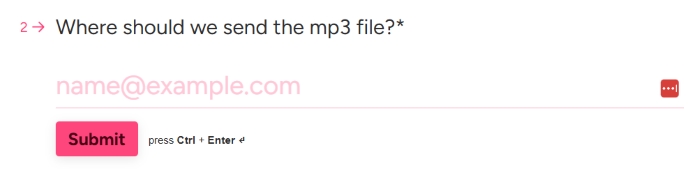 enter email in fame to save podcast