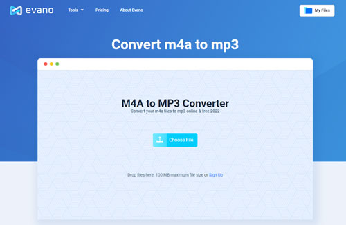 online convert m4a into mp3 with evano
