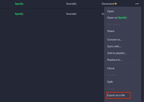 export spotify playlist as a file by soundiiz