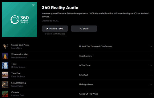 find and enable 360 reality audio on tidal