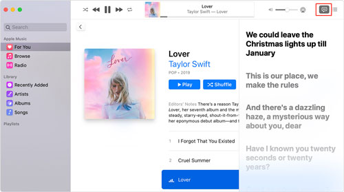 how to see lyrics on apple music on mac computer