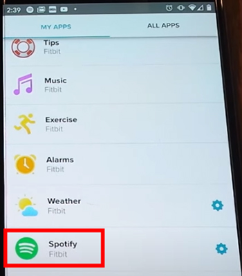 find fitbit spotify app