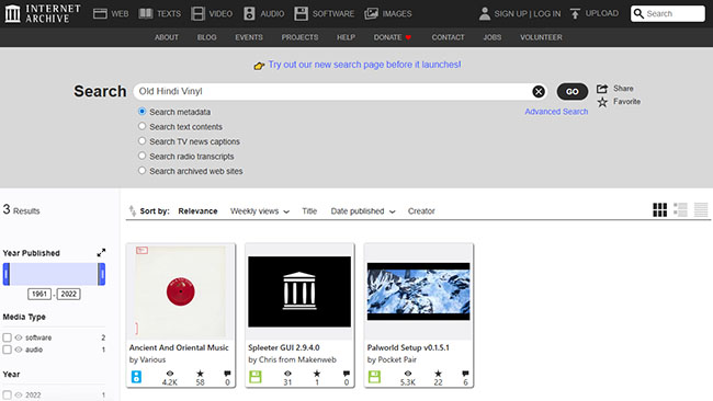 find hindi songs on internet archive