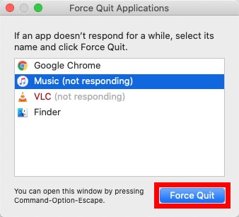 force quit apple music mac