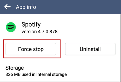 force stop spotify on android