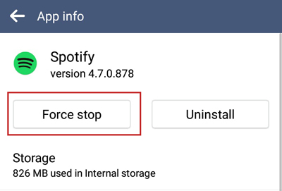 force to close spotify