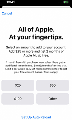 add money to apple id to get free apple music