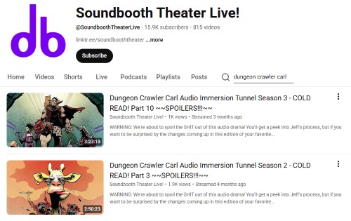 free dungeon crawler carl via youtube