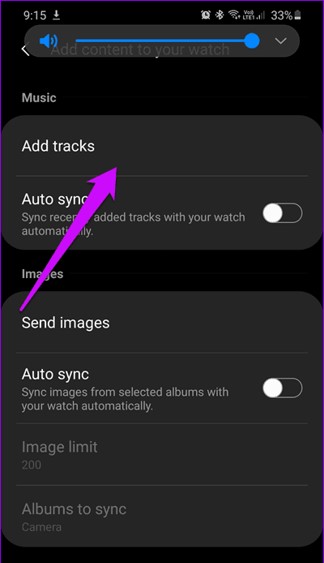 add tracks to galaxy watch