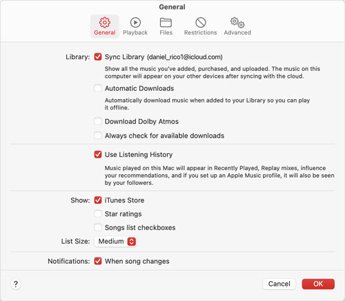 choose itunes store option in the general section
