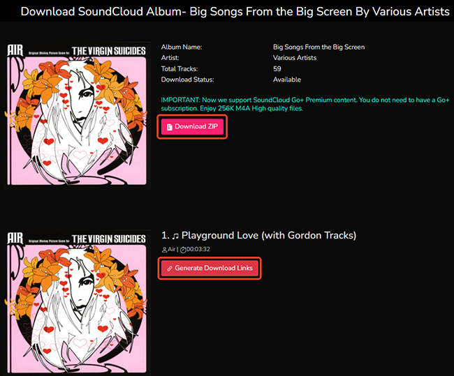 generate download links soundclouddownloader