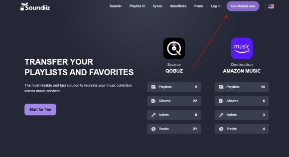get started Soundiiz