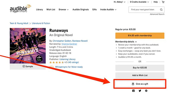 buy audible book as a gift