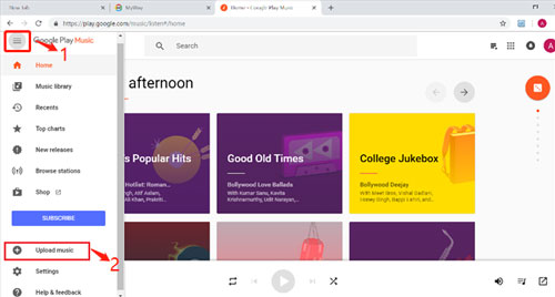 add itunes music to google play via google play music website