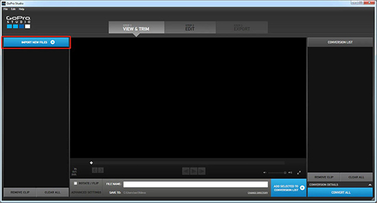 import new video files to gopro studio