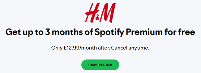 hm spotify 3 months free code