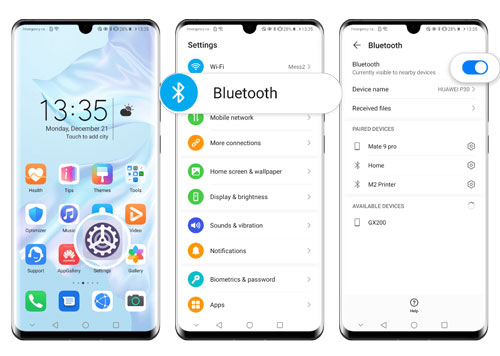 turn on bluetooth on huawei phone