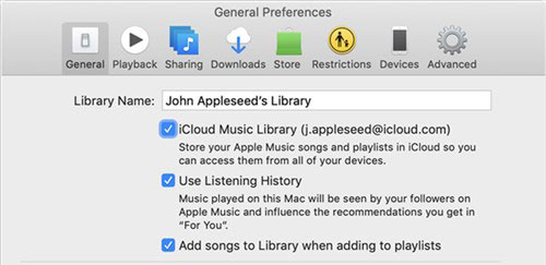 turn on icloud music library