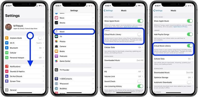 set icloud music library