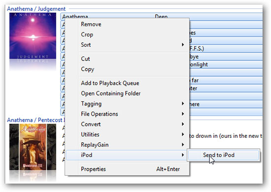 import music to foobar ipod