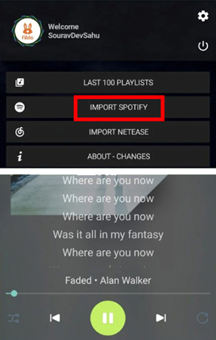 import spotify files in fildo