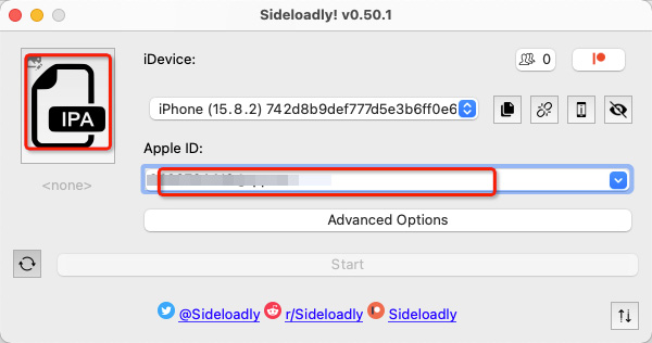 input appld id & select ipa file