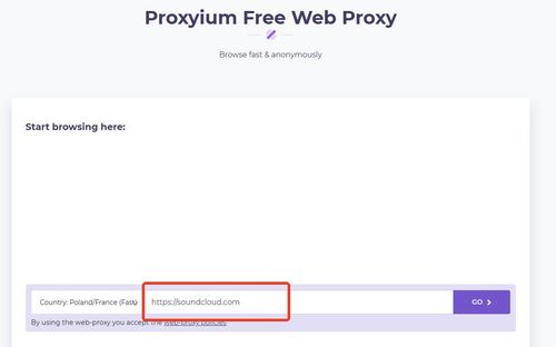 input soundcloud url into web proxy site