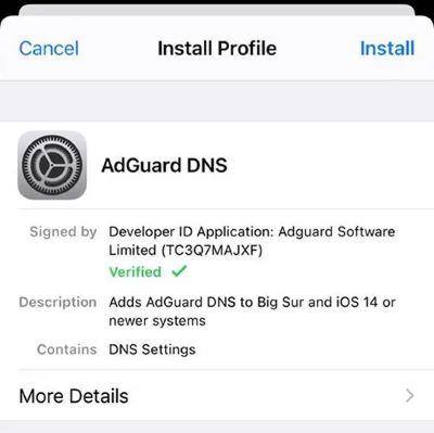 install adguard dns on iphone