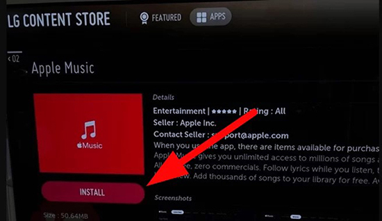 install apple music app on lg tv