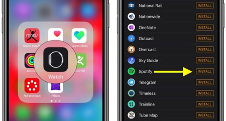install spotify on apple music via watch app on iphone