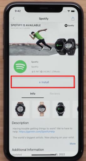 install spotify from connect iq store on phone