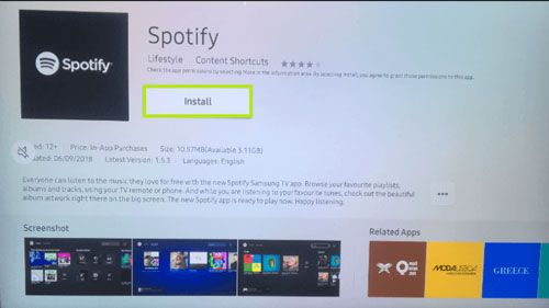 install spotify app on tv